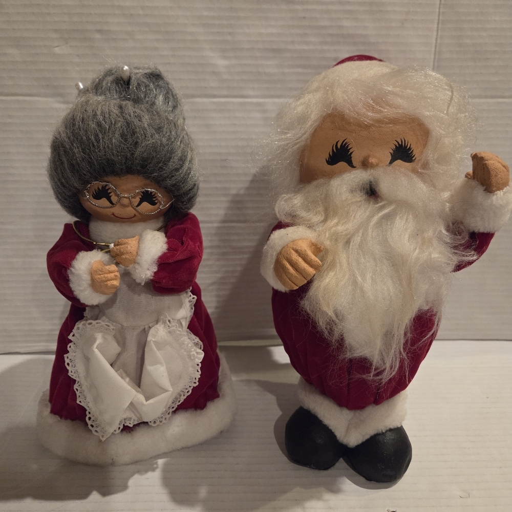 Vintage Christmas Santa Mr & Mrs Santa Claus handmade kitshy retro